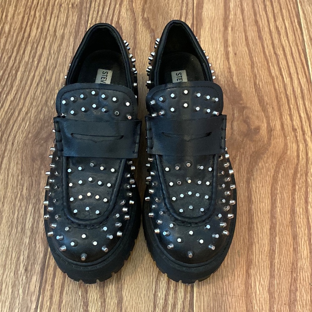 Brand new Steve Madden studded platform loafers. Worn 2 times.